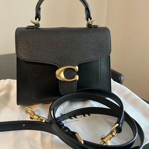 Coach Black Tabby Top Handle Leather Handbag with strap and dust bag